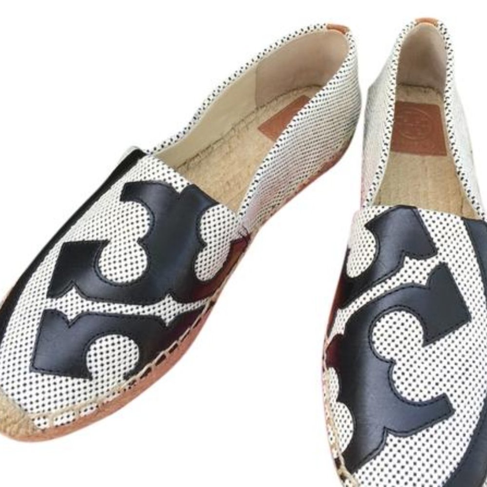 Tory Burch Lonnie Espadrille Logo Flats Size 8